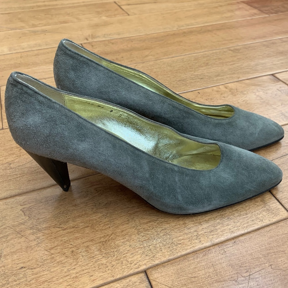 Vintage Walter Steiger Gray Suede Pumps 9B